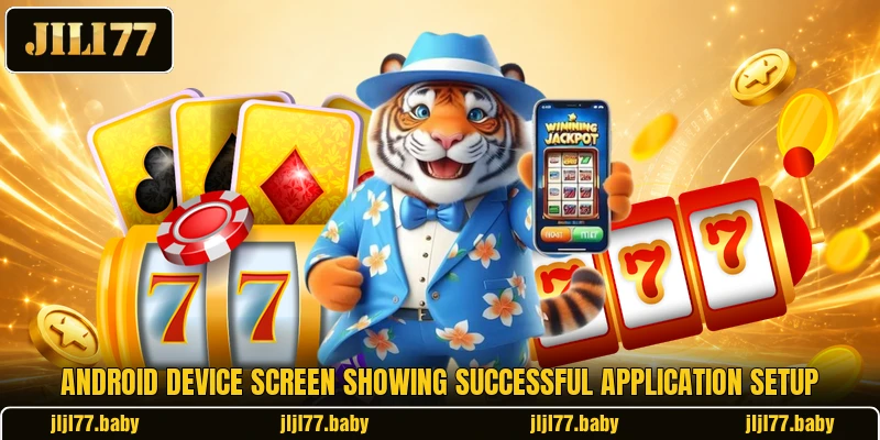 Android device screen showing successful application setup Android device screen showing successful application setup