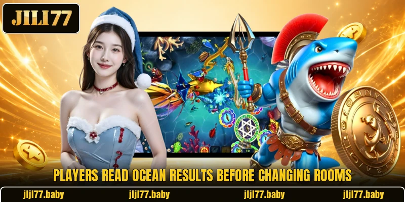 Players read ocean results before changing rooms Players read ocean results before changing rooms