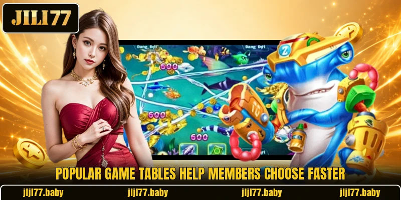 Popular game tables help members choose faster Popular game tables help members choose faster